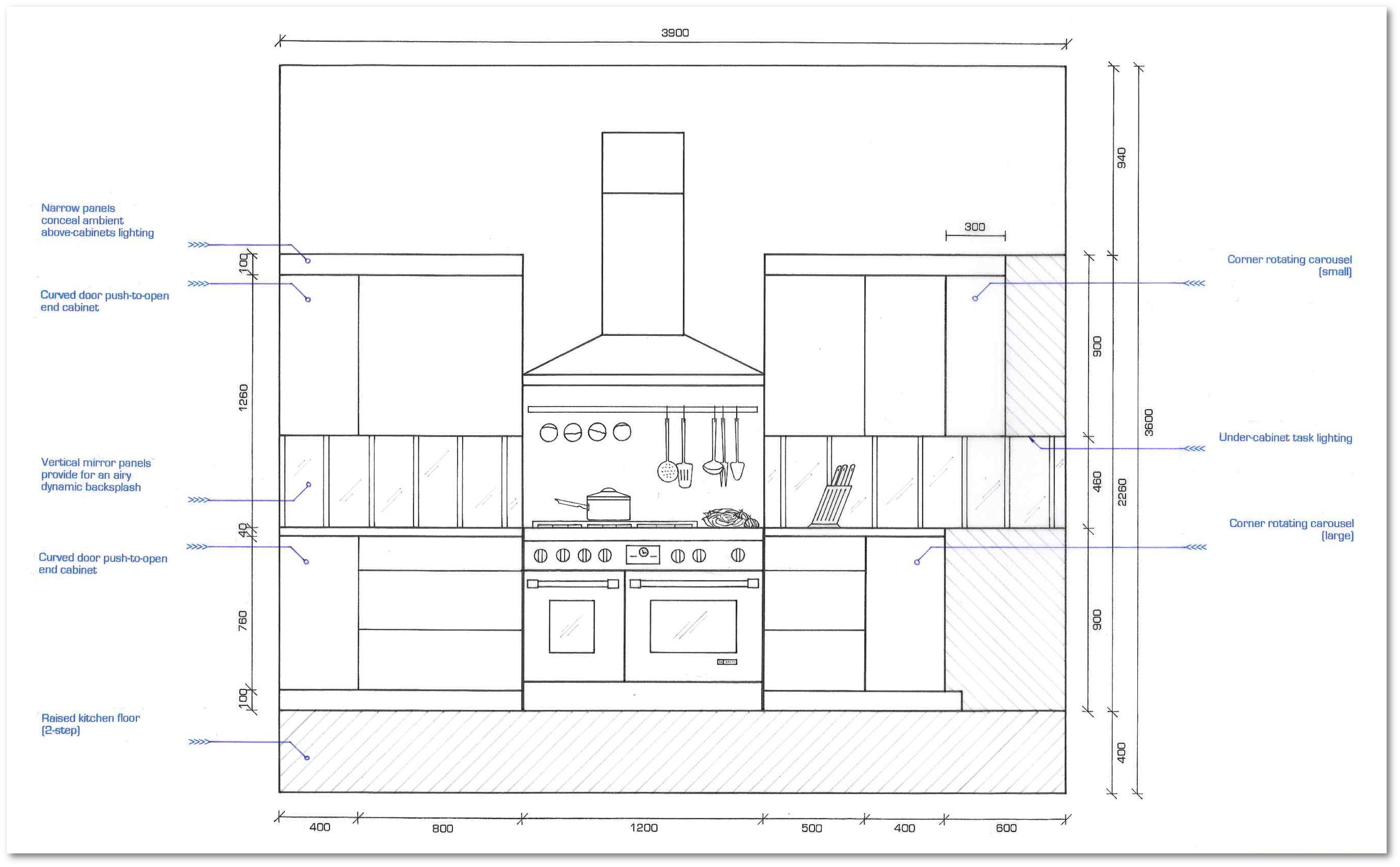 Loft Apartment Kitchen Elevations Section