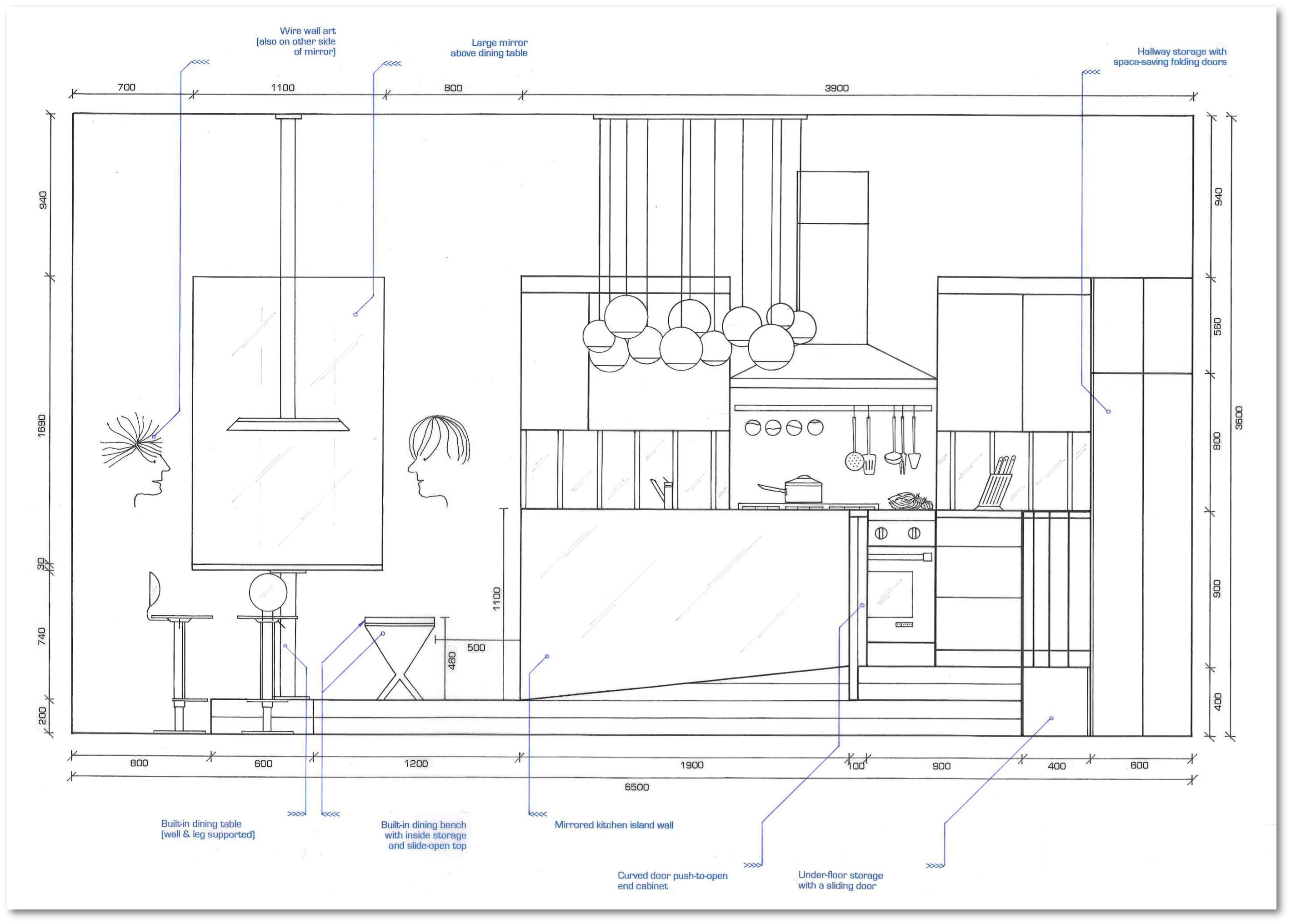 Loft Apartment Kitchen Elevations Section