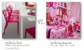 contemporary pink vs stuffed pink room